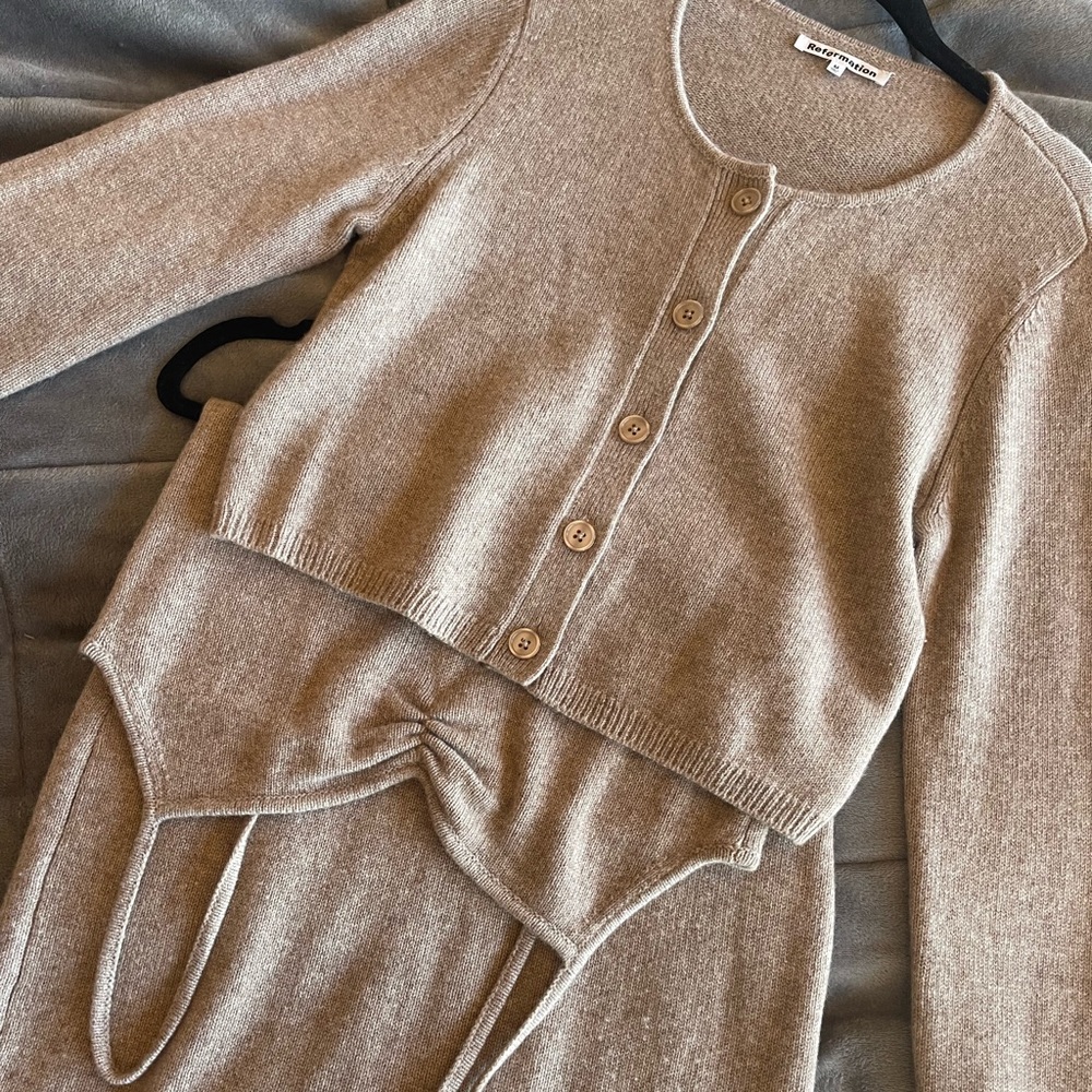 Reformation Cashmere Tank Dress and Cardigan